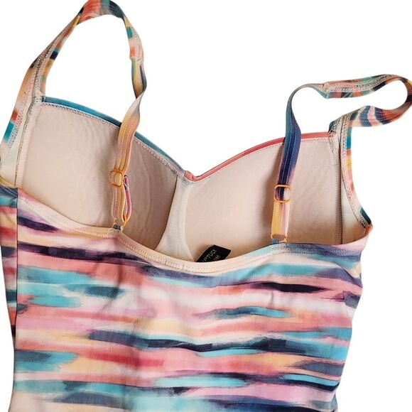 Niptuck Multifit Cup Multicolored One Piece Ruched Sides Sz 8 - Picture 4 of 11